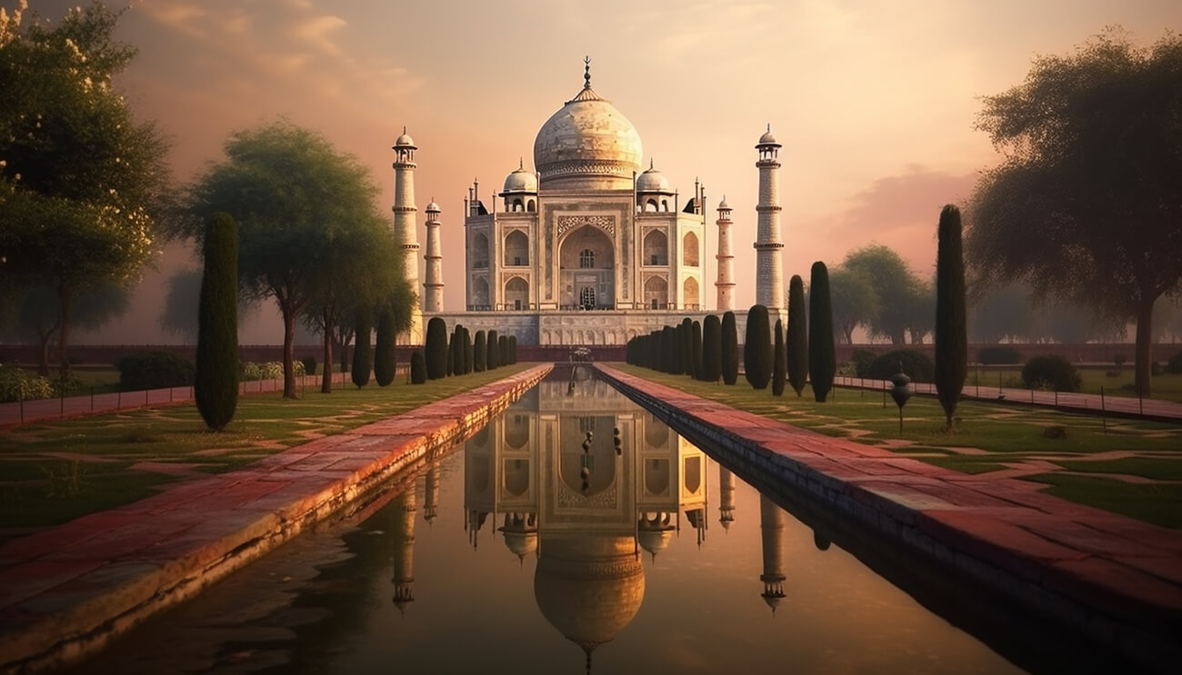 marble-mausoleum-reflects-sunset-symbolizing-indian-spirituality-generated-by-ai